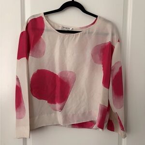 HORSES ATELIER CUSTOM SAND WASHED SILK LONG SLEEVE TOP IN HABOTAI SPARTA PRINT